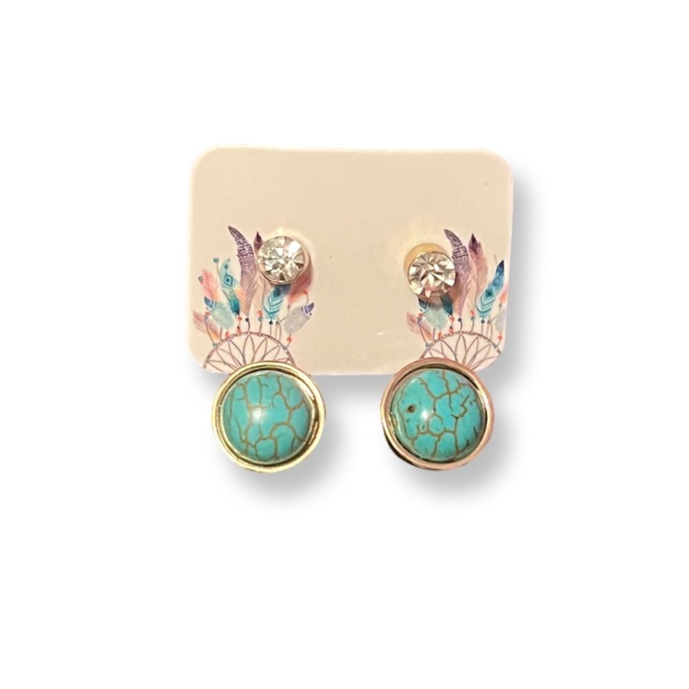 š¤Æ5/$25𤯠NEWĀ GoldāToneāCrackedāTurquoiseāJacketāEarrings